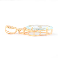 3.09 Ct Marquise Mixed Cut Natural Aquamarine 14K Gold Pendant