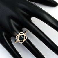 1.07 Ct Oval Mixed Cut Natural Corunum Green Sapphire 14K Gold Ring