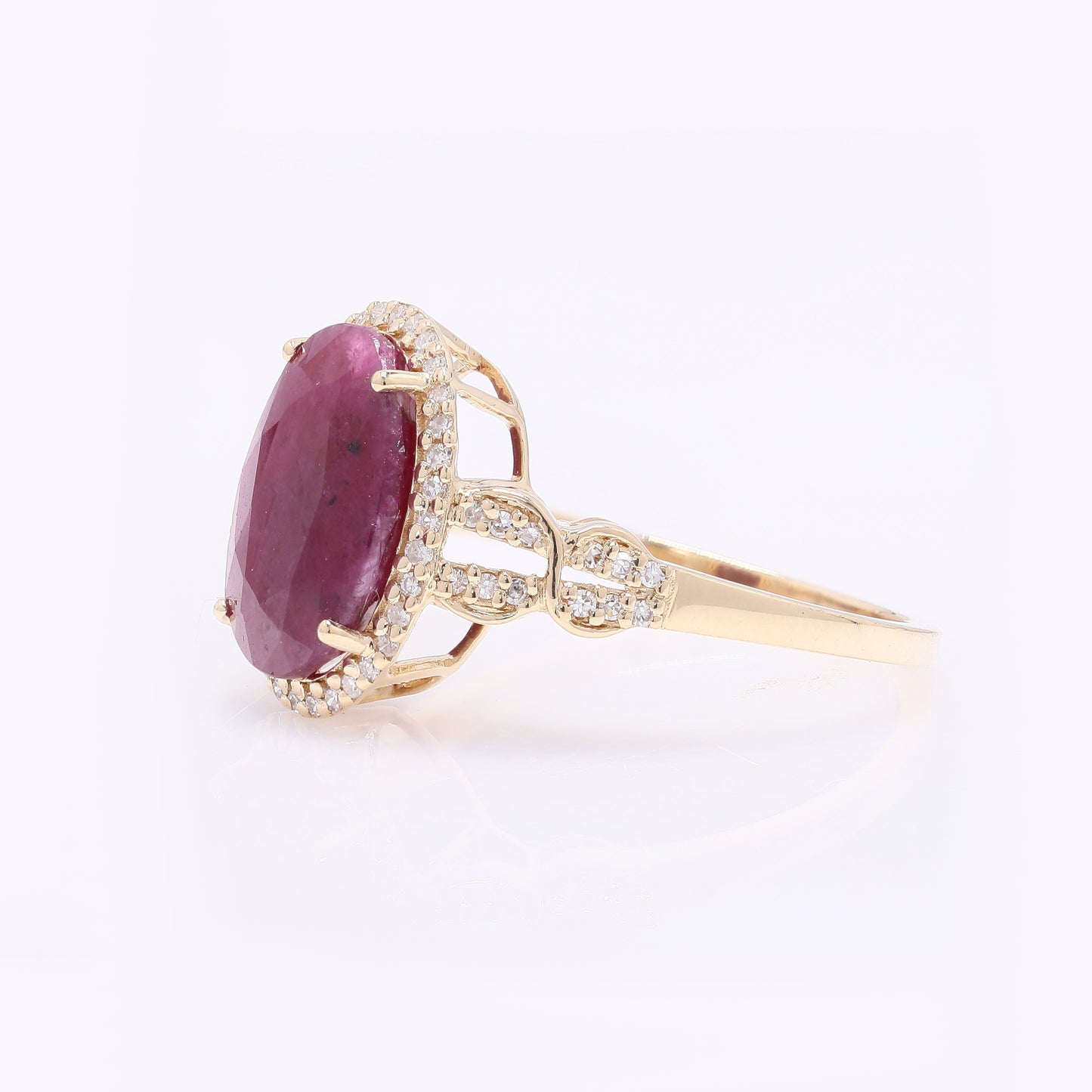 5.14 Ct Oval Mixed Cut Natural Ruby 14K Gold Ring