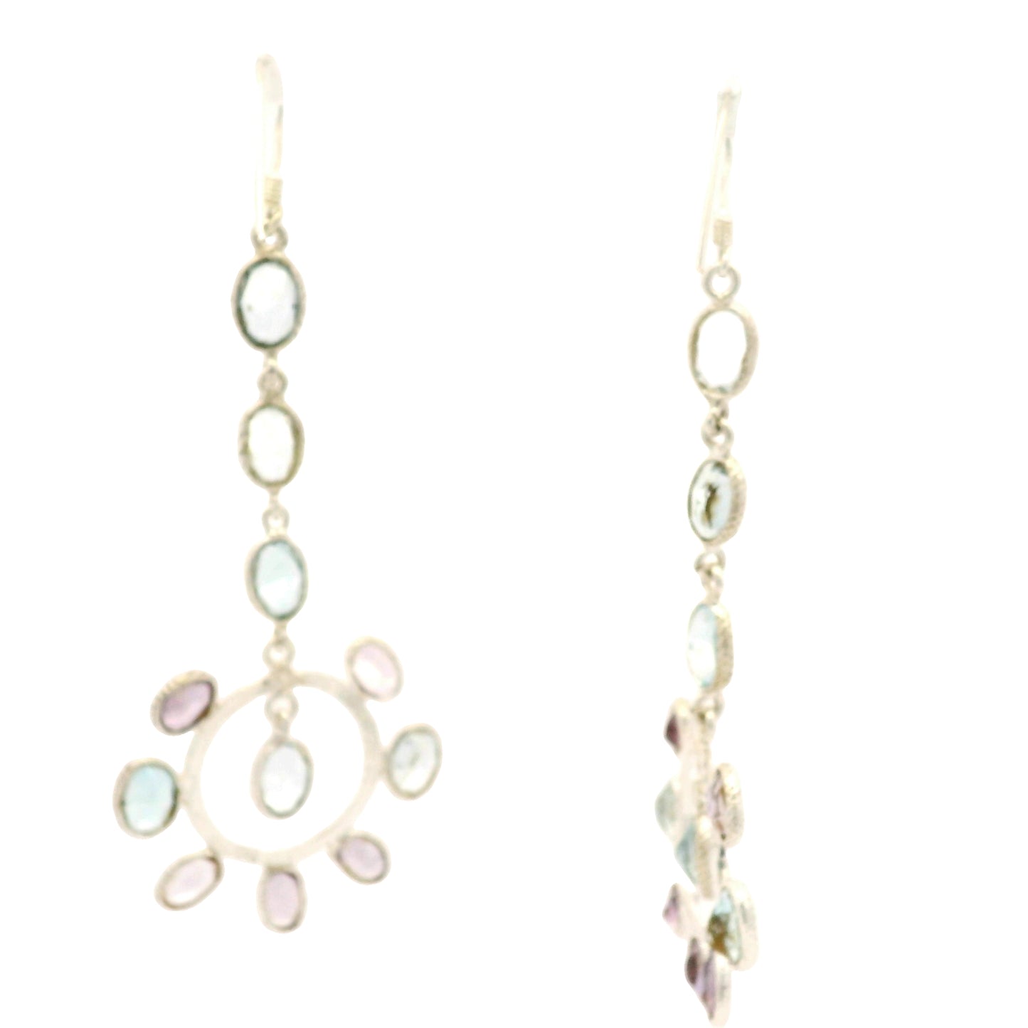 18.33 Ct Amethyst, Blue Topaz 925 Sterling Silver Earrings