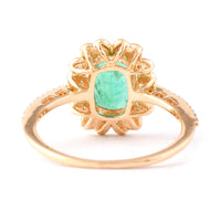 1.41 Ct Cushion Mixed Cut Natural Emerald 14K Gold Ring