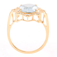3.13 Ct Oval Natural Aquamarine 14K Gold Ring