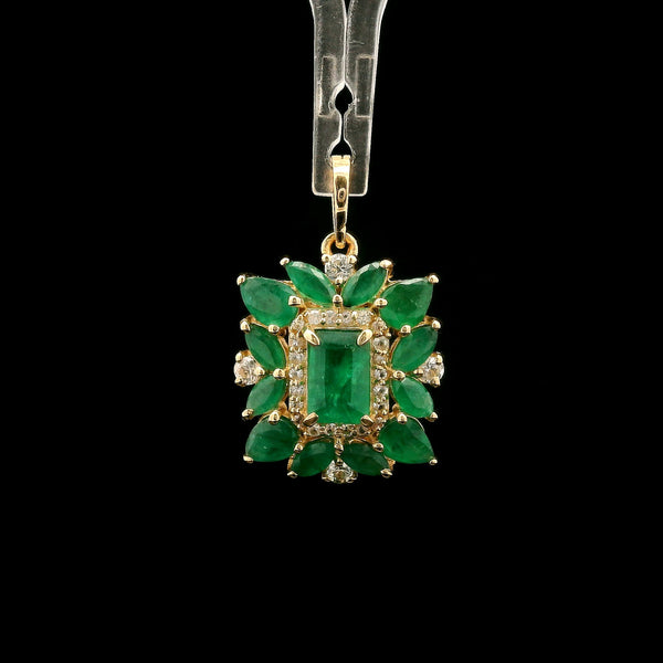 1.93 Ct Octagon Emerald 14K Gold Pendant
