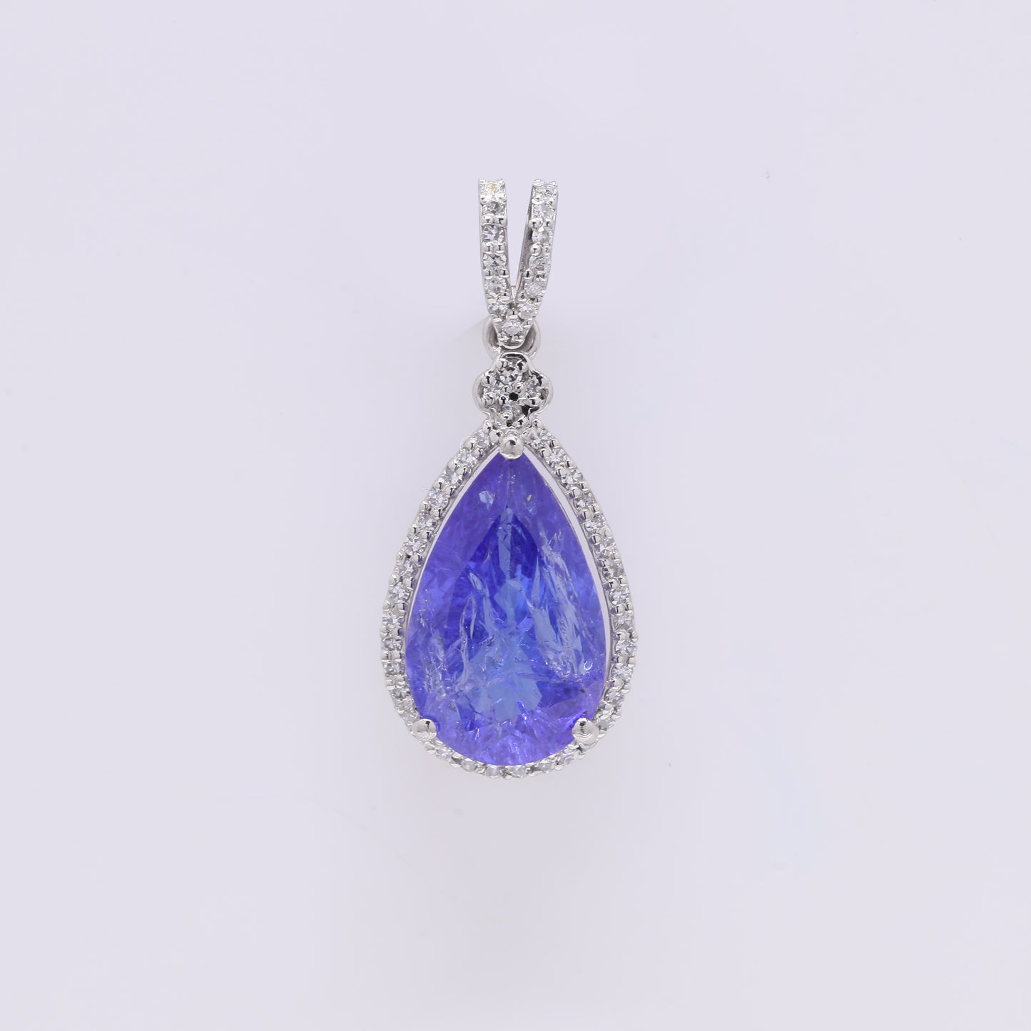 3.31 Ct Pear Mixed Cut Natural Tanzanite 950 Platinum Pendant