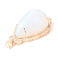 24.15 Ct Pear Cabochon Natural Opal 14K Gold Pendant