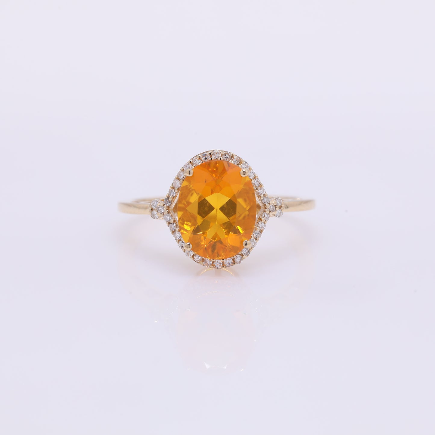 1.83 Ct Oval Mixed Cut Natural Fire Opal 14K Gold Ring