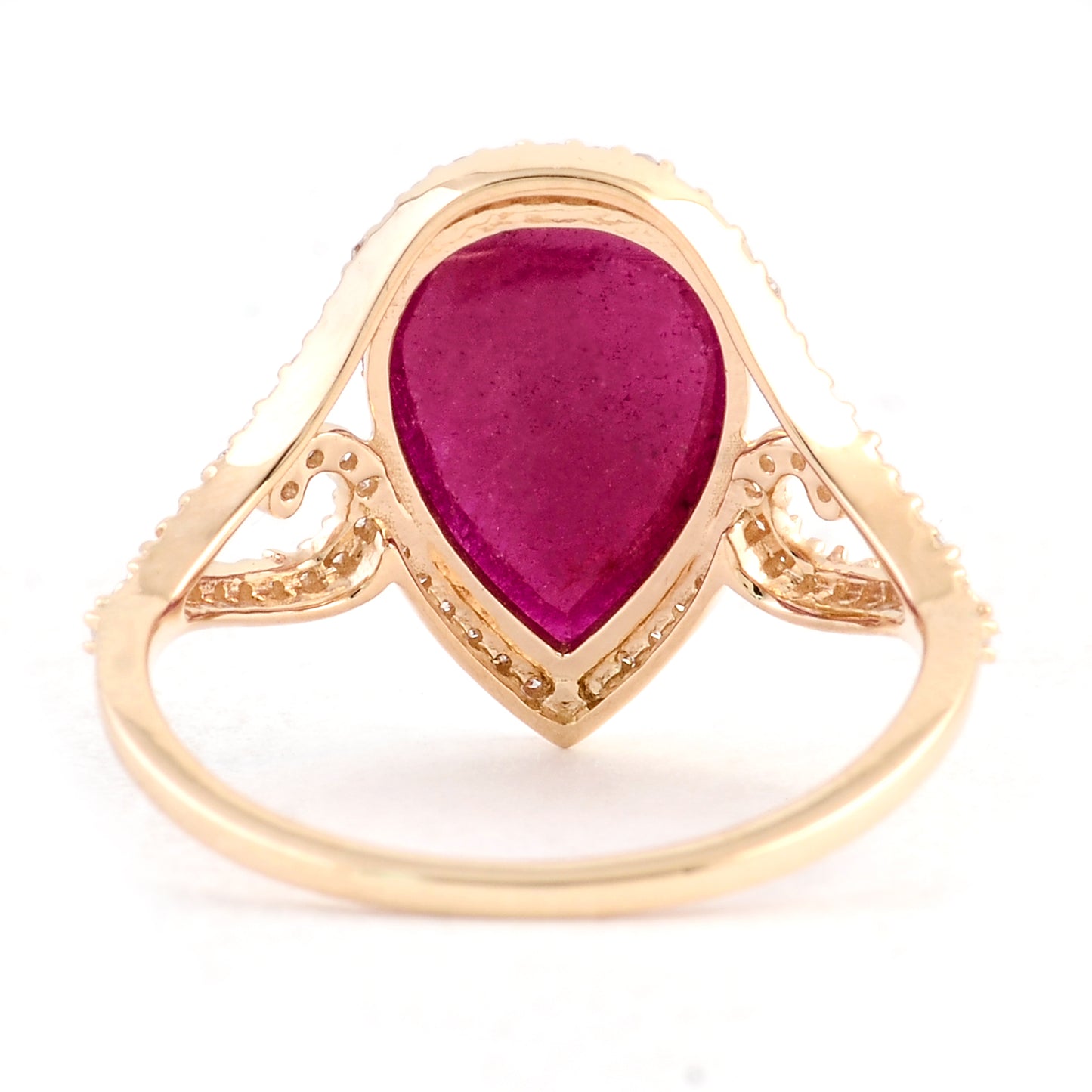 3.08 Ct Pear Mixed Cut Natural Corundum Ruby 14K Gold Ring