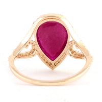 3.08 Ct Pear Mixed Cut Natural Corundum Ruby 14K Gold Ring