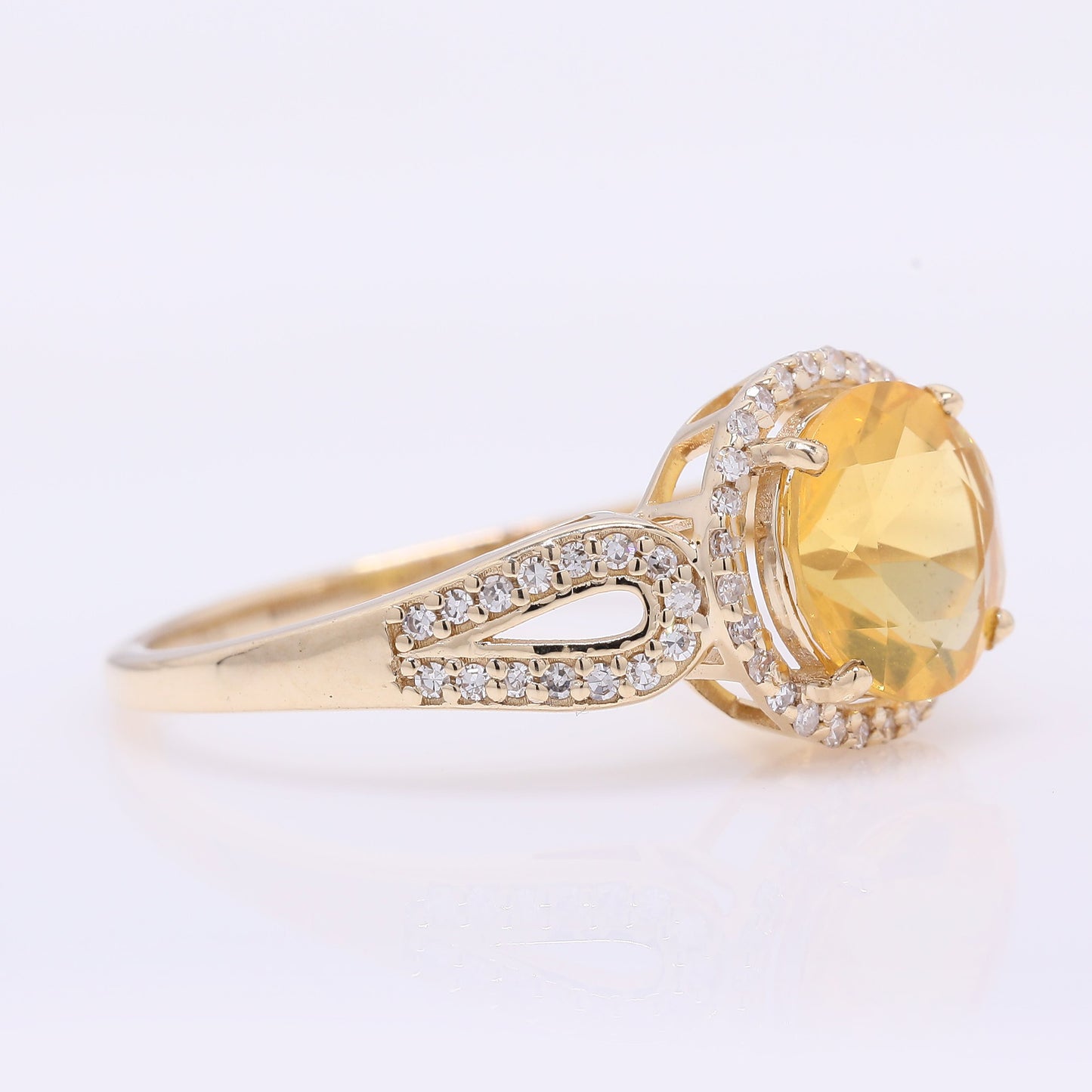 1.35 Ct Round Mixed Cut Natural Fire Opal 14K Gold Ring