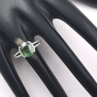 3.27 Ct Oval Mixed Cut Natural Green Sapphire 950 Platinum Ring