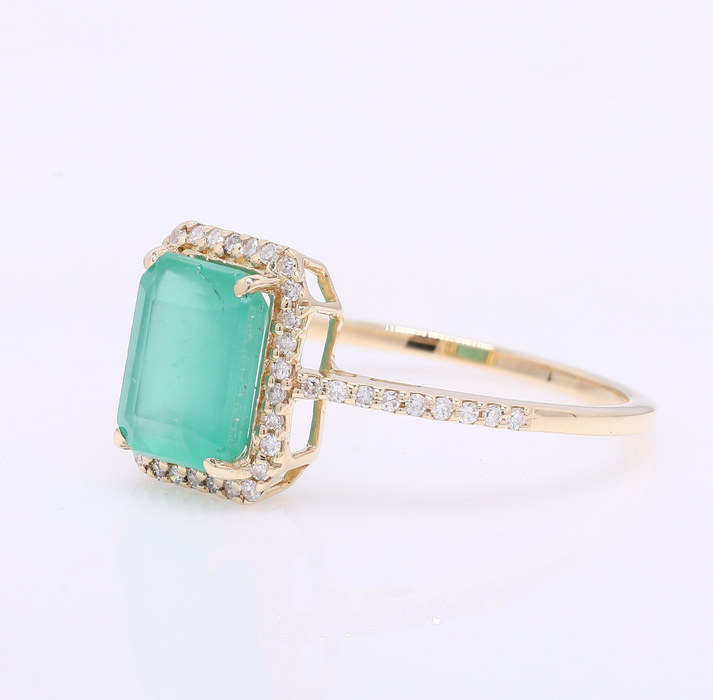 1.87 Ct Octagon Mixed Cut Natural Emerald 14K Gold Ring