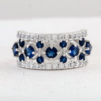 1.54 Ct Round Created Glass Sapphire 925 Sterling Silver Ring