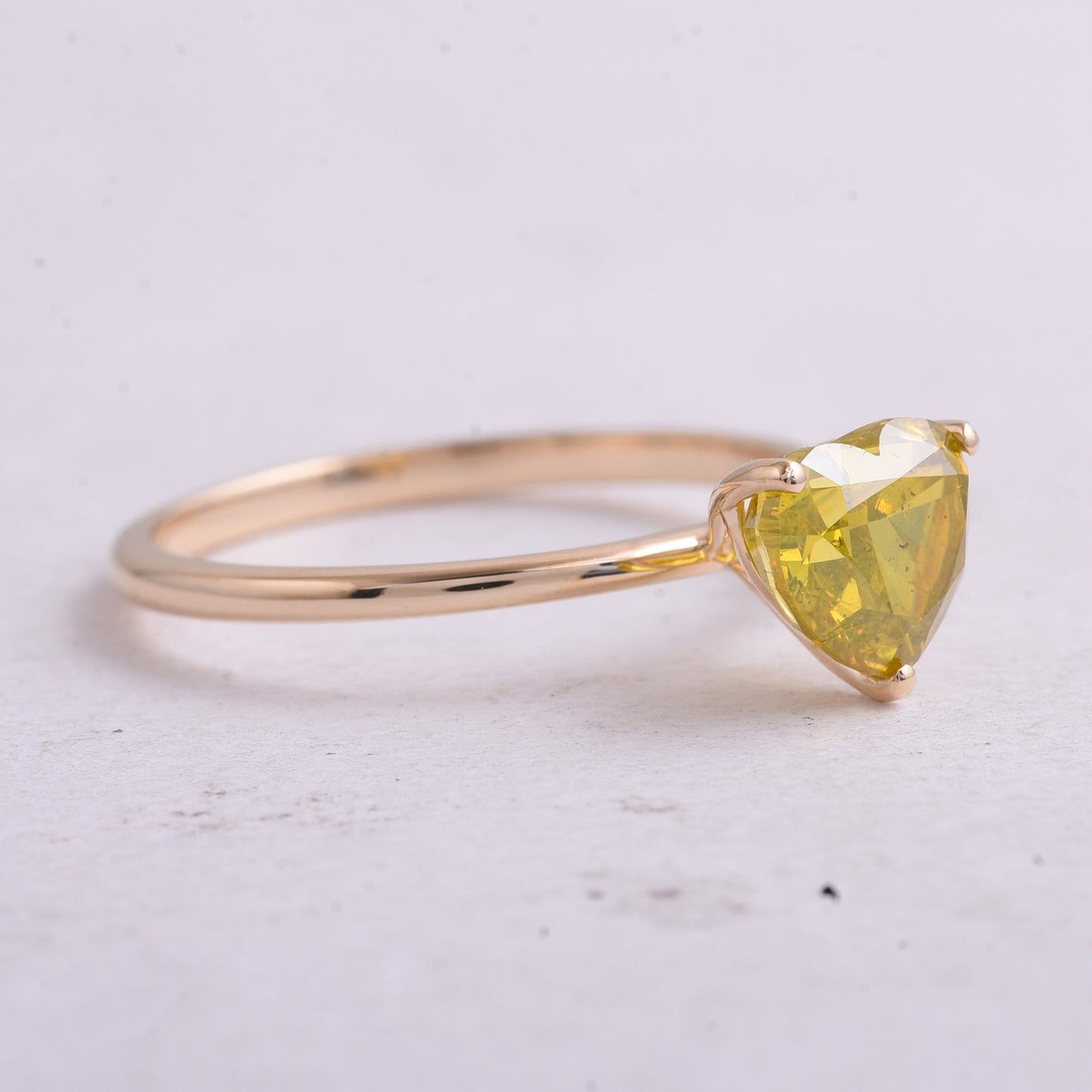 1.50 Ct Heart Yellow Diamond 14K Gold Ring