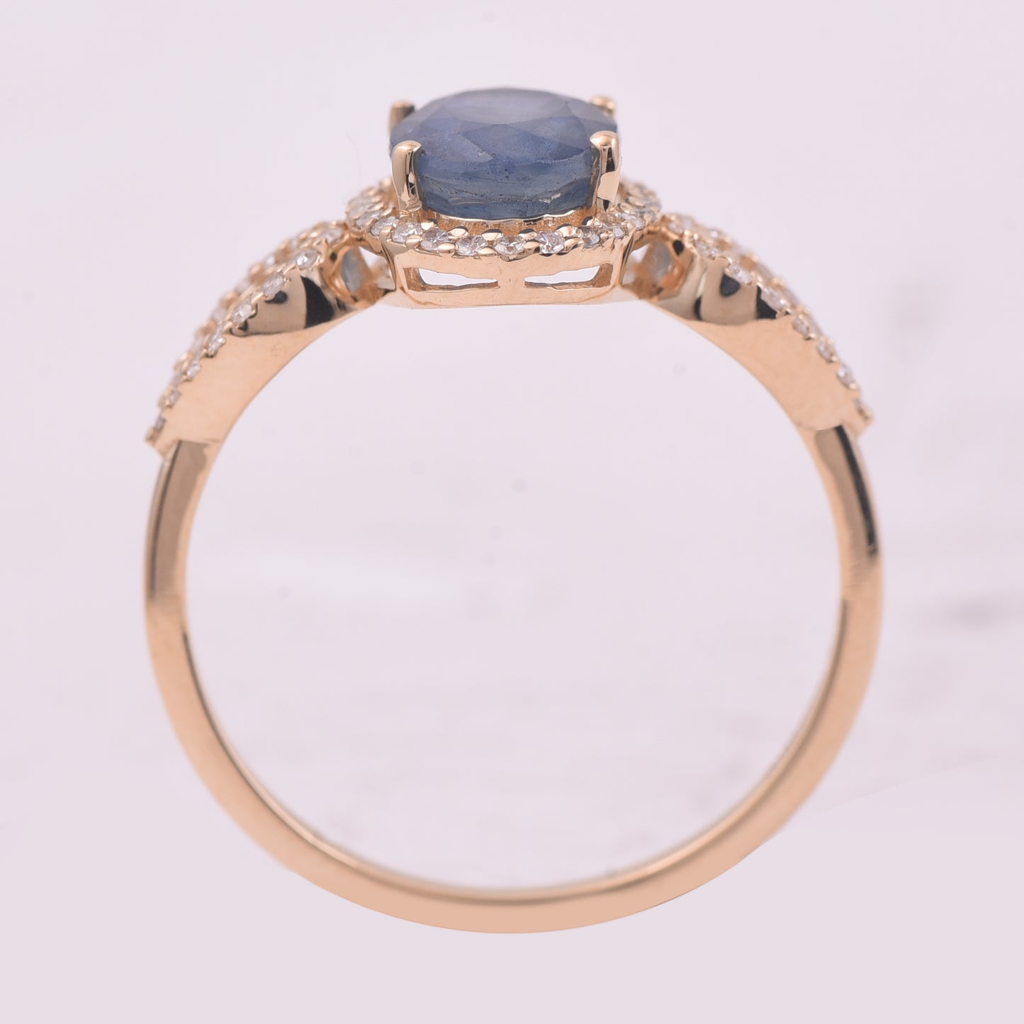 1.97 Ct Oval Mixed Cut Natural Sapphire 14K Gold Ring