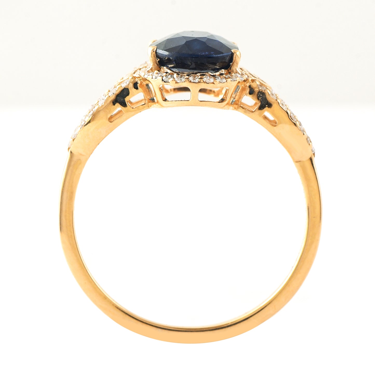 2.26 Ct Oval Mixed Cut Natural Sapphire 14K Gold Ring