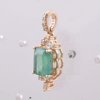 2.67 Ct Octagon Step Cut Natural Emerald 14K Gold Pendant