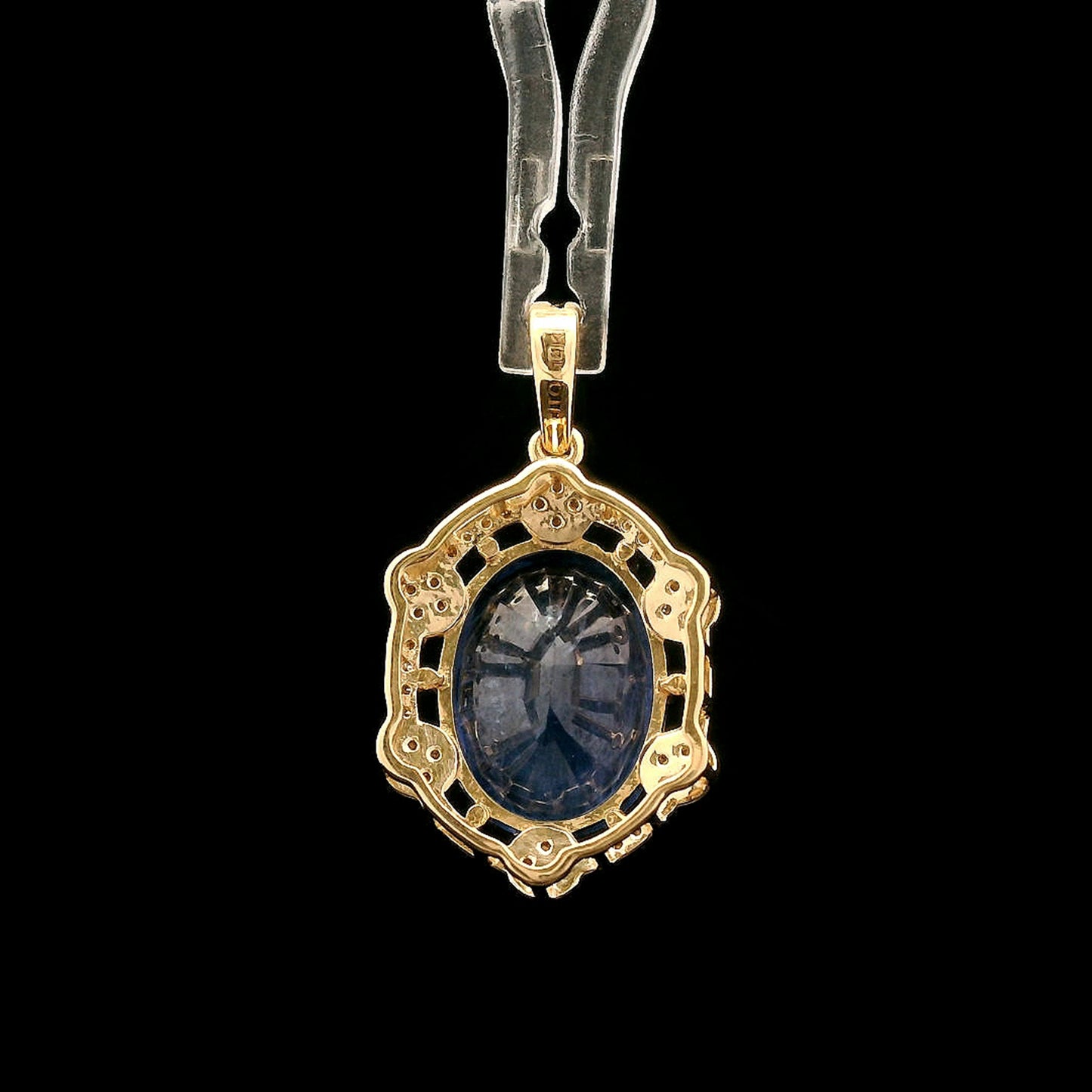 7.41 Ct Oval Mixed Cut Natural Sapphire 14K Gold Pendant