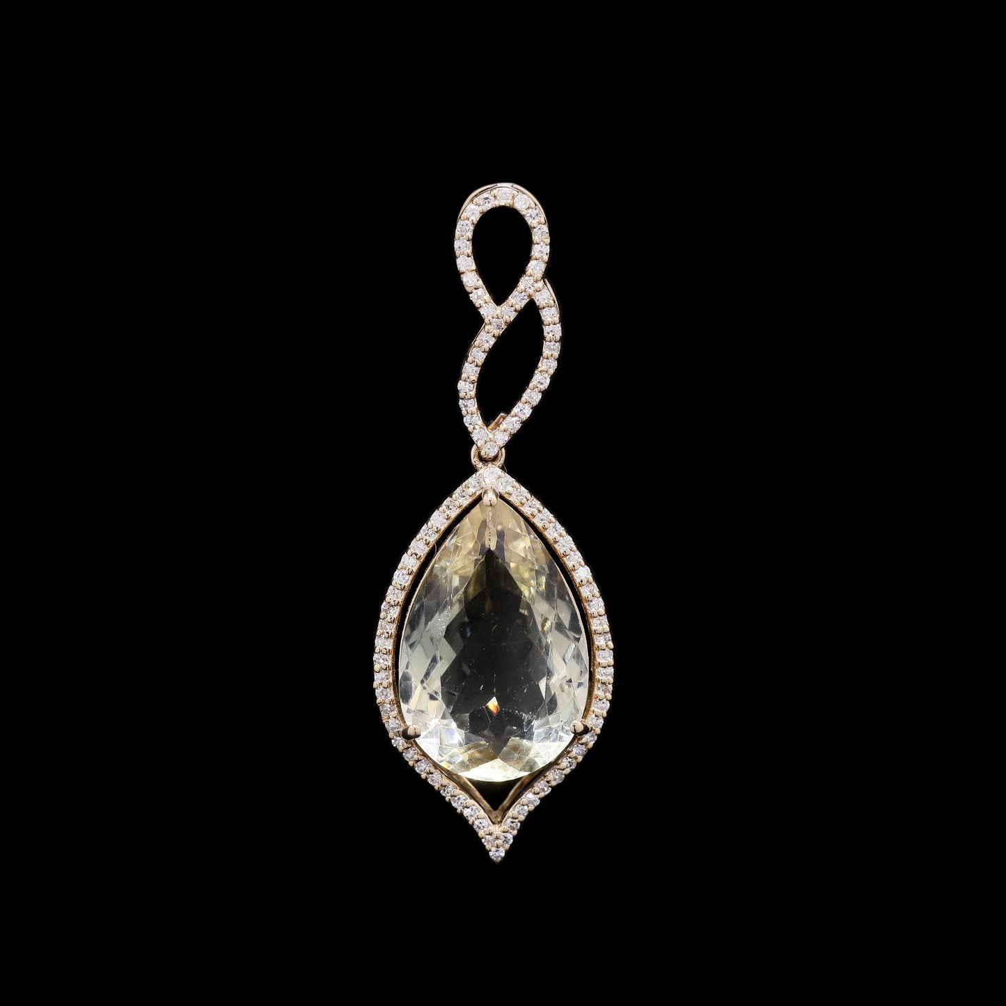 6.48 Ct Pear Mixed Cut Natural Plagioclase Feldspar Sunstone 14K Gold Pendant