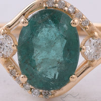 1.39 Ct Oval Natural Emerald 14K Gold Ring