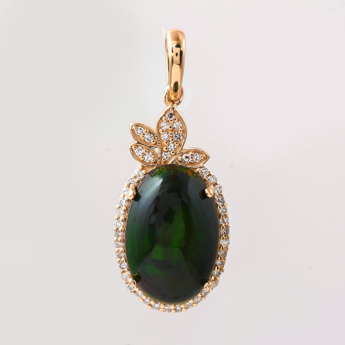 2.80 Ct Oval Cabochon Cut Natural Black Opal 14K Gold Pendant