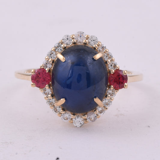 6.11 Ct Oval Sapphire 9K Gold Ring