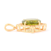 5.57 Ct Cushion Mixed Cut Natural Green Sapphire 14K Gold Pendant