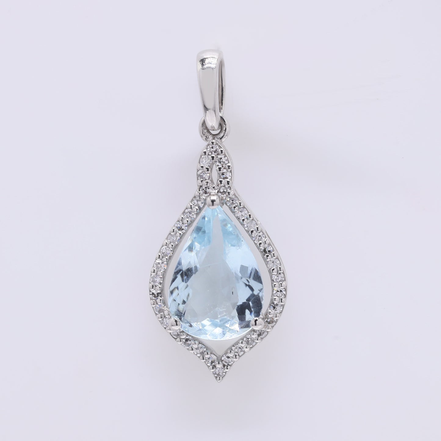 1.28 Ct Pear Mixed Cut Natural Aquamarine 950 Platinum Pendant