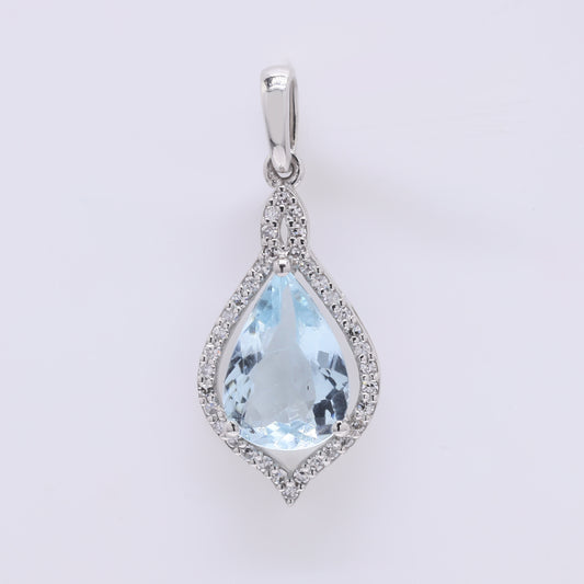 1.28 Ct Pear Mixed Cut Natural Aquamarine 950 Platinum Pendant
