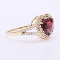 2.21 Ct Heart Mixed Cut Natural Garnet 14K Gold Ring