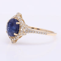 1.76 Ct Oval Mixed Cut Natural Sapphire 14K Gold Ring