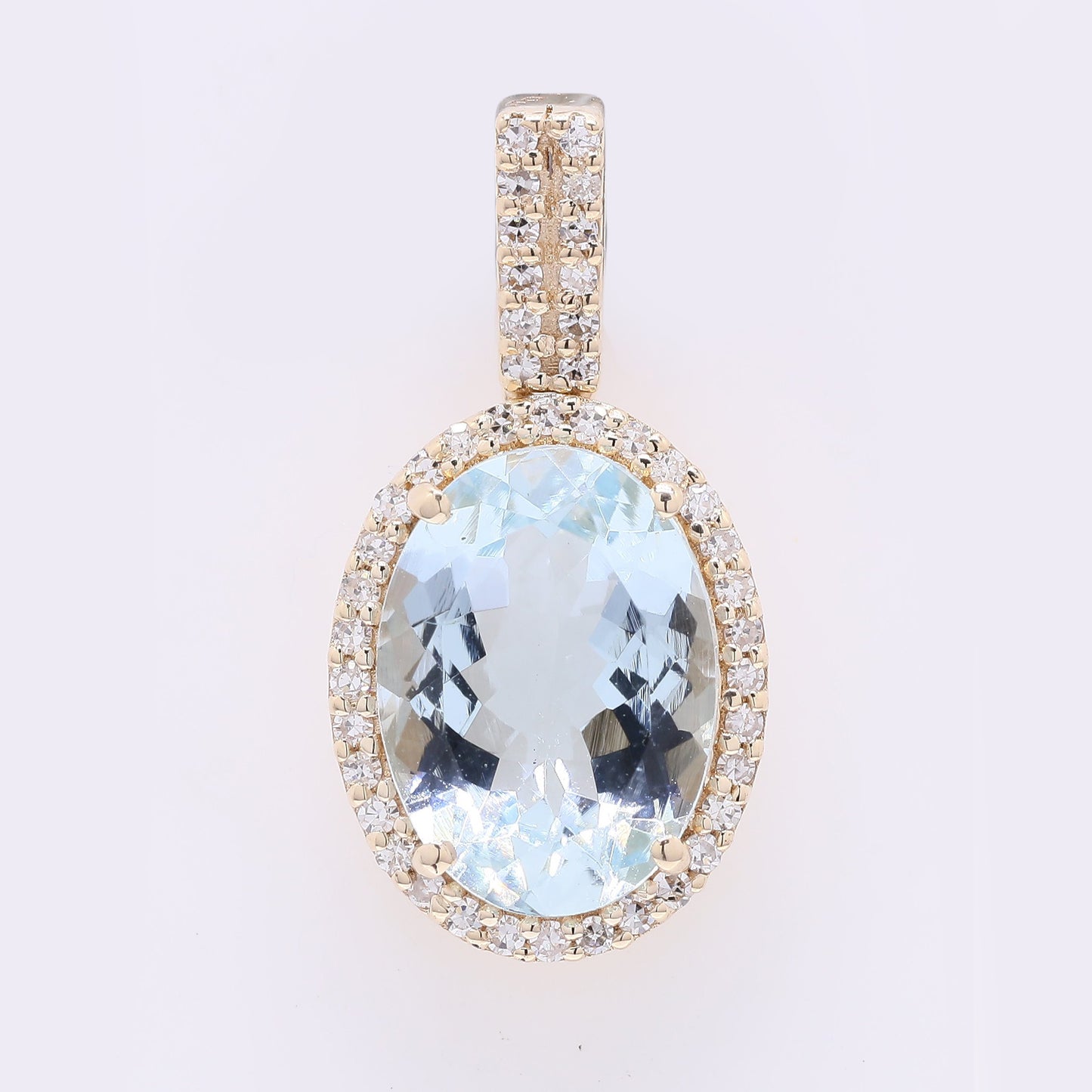 2.07 Ct Oval Mixed Cut Natural Aquamarine 14K Gold Pendant