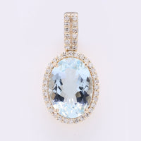 2.07 Ct Oval Mixed Cut Natural Aquamarine 14K Gold Pendant
