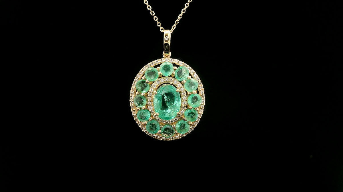 3.43 Ct Oval Emerald 14K Gold Pendant