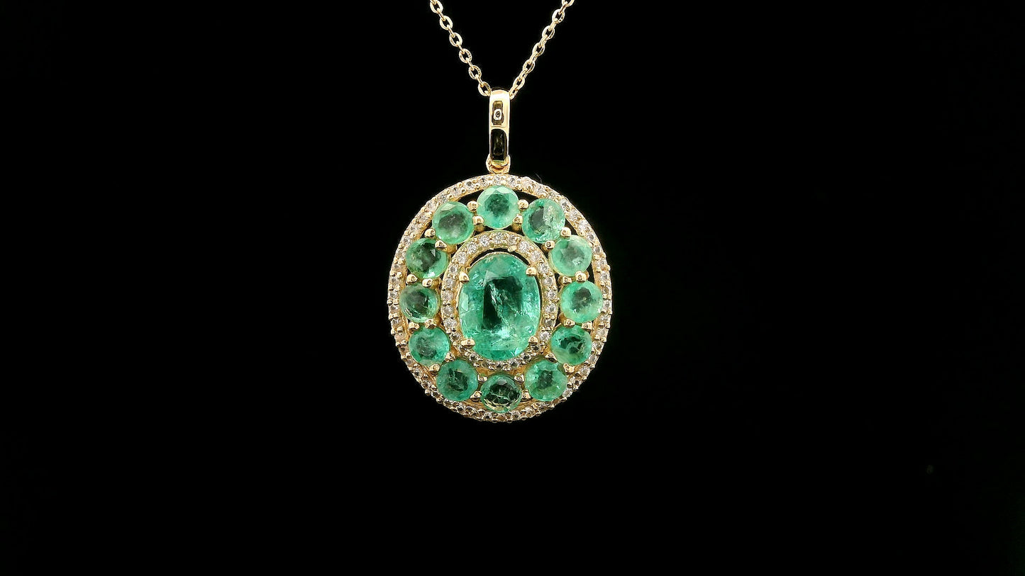 3.43 Ct Oval Emerald 14K Gold Pendant