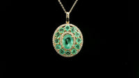 3.43 Ct Oval Emerald 14K Gold Pendant