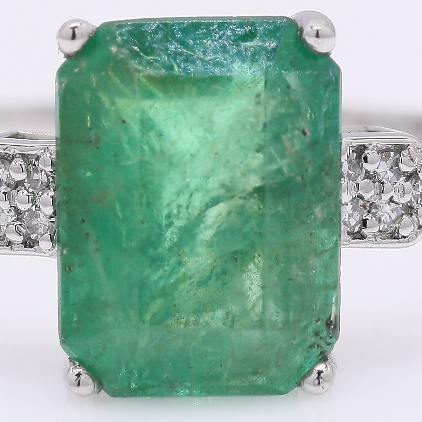2.03 Ct Octagon Step Cut Natural Emerald 950 Platinum Ring