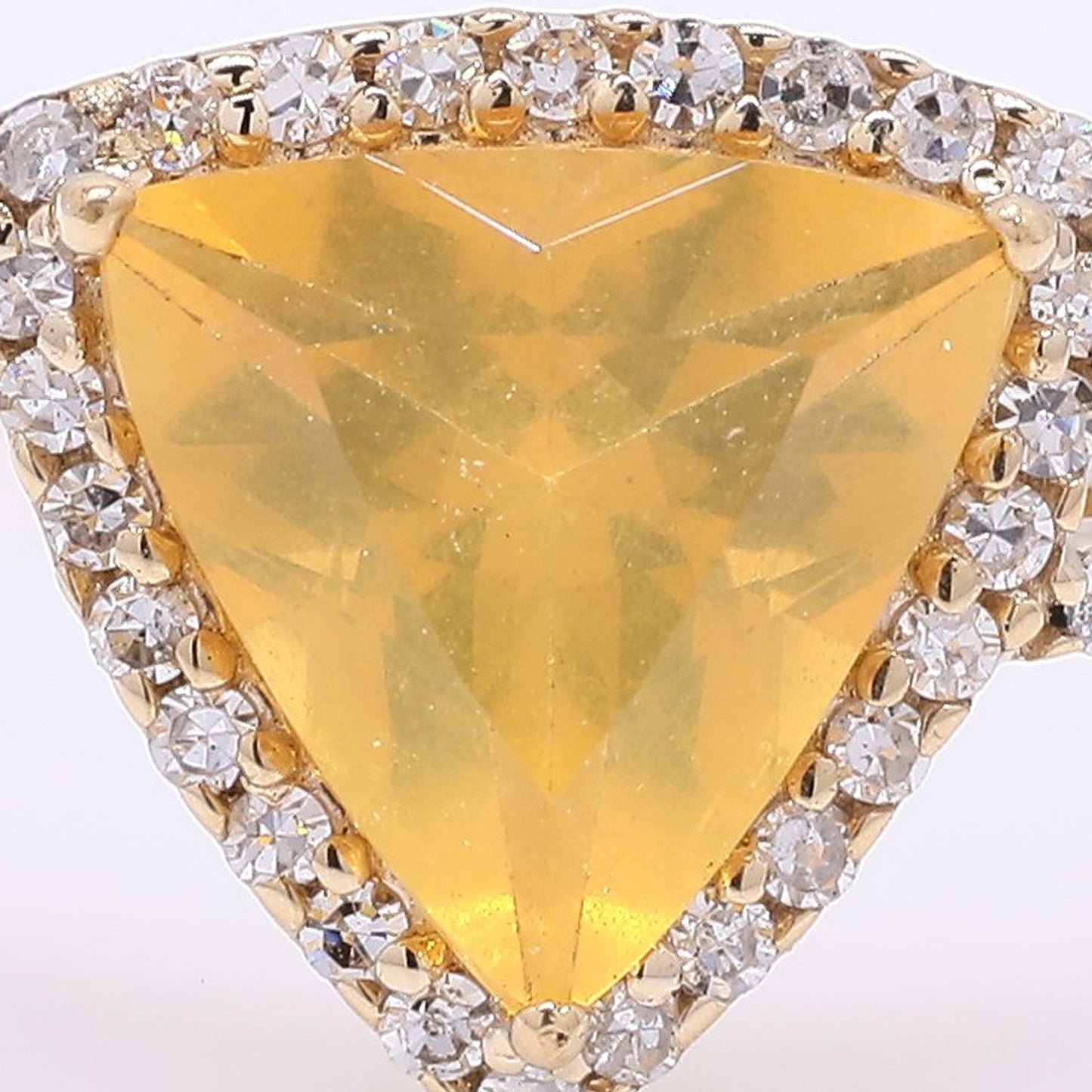0.84 Ct Triangle Mixed Cut Natural Fire Opal 14K Gold Ring