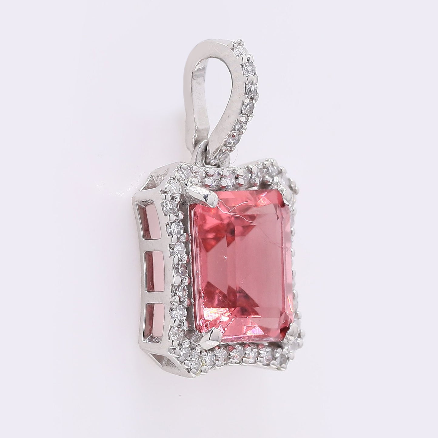 1.62 Ct Octagon Step Cut Natural Tourmaline 950 Platinum Pendant