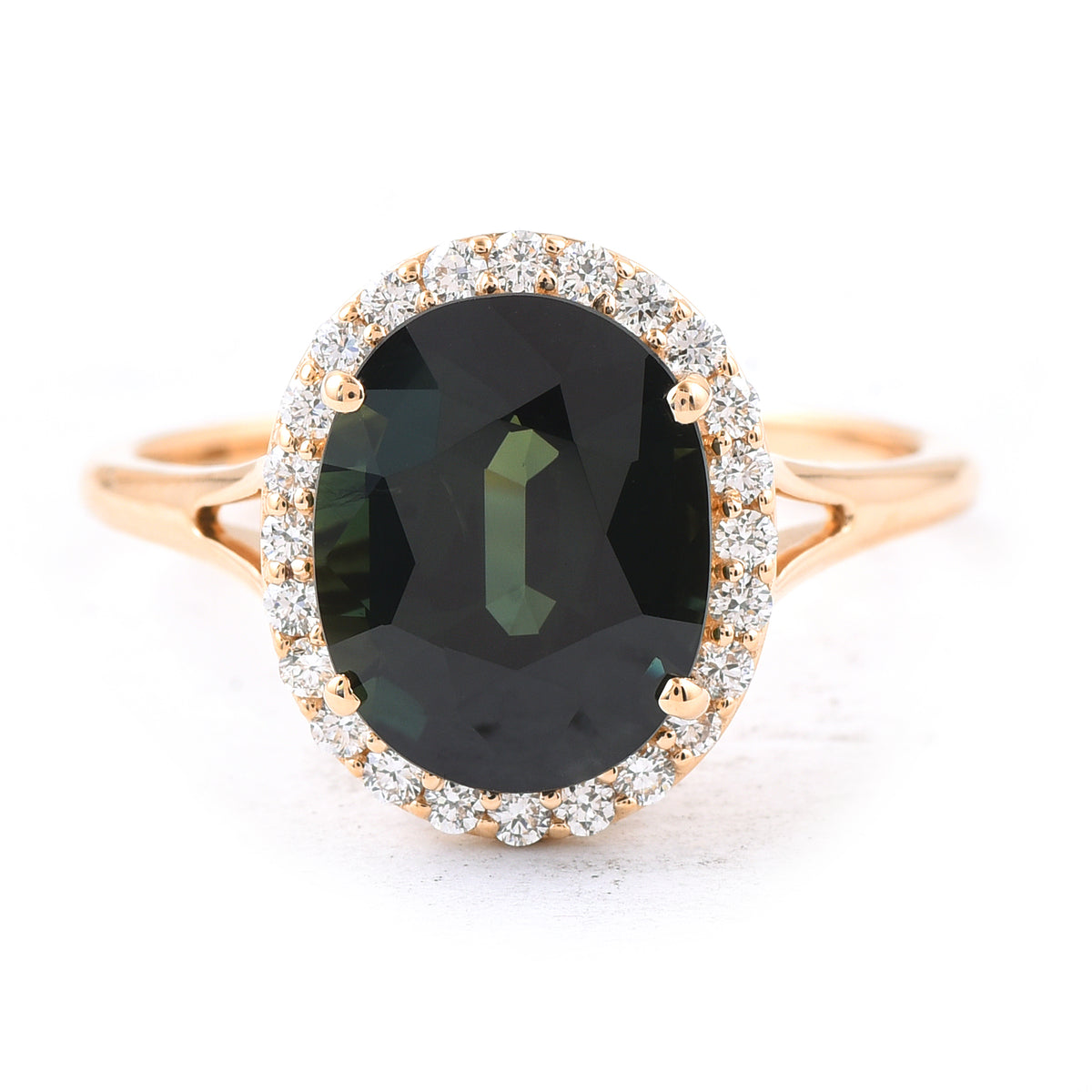 4.52 Ct Oval Green Sapphire 18K Gold Ring