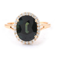 4.52 Ct Oval Green Sapphire 18K Gold Ring