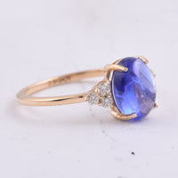 2.61 Ct Oval Cabochon Cut Natural Tanzanite 14K Gold Ring