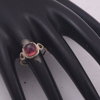 3.18 Ct Oval Cabochon Cut Natural Tourmaline 14K Gold Ring