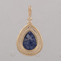 3.35 Ct Pear Sapphire 9K Gold Pendant