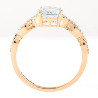 1.43 Ct Oval Mixed Cut Natural Aquamarine 14K Gold Ring