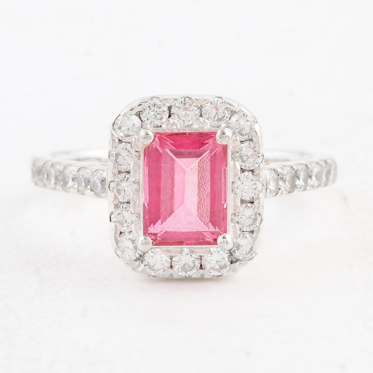 3.59 Ct Octagon Pink Topaz 925 Sterling Silver Ring