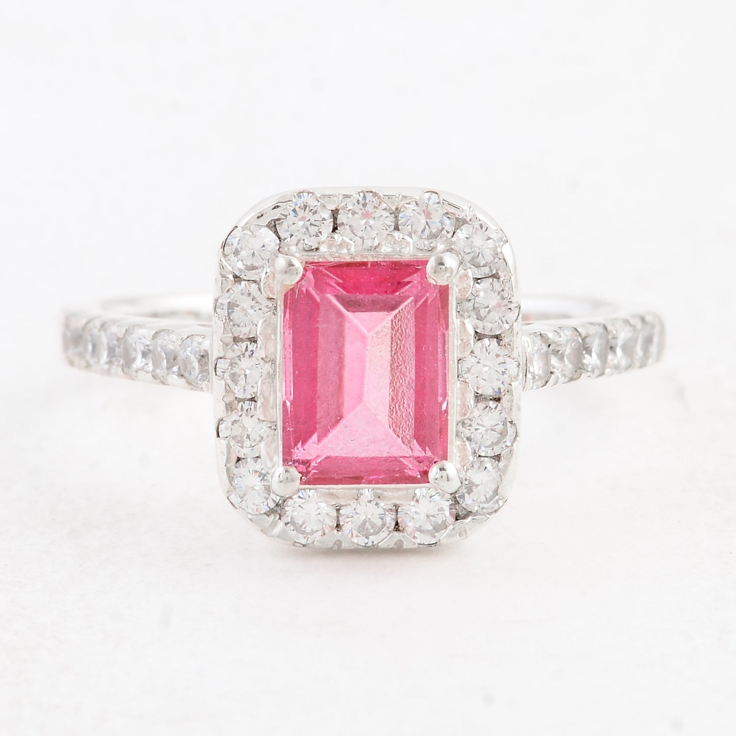3.59 Ct Octagon Pink Topaz 925 Sterling Silver Ring