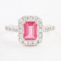 3.59 Ct Octagon Pink Topaz 925 Sterling Silver Ring