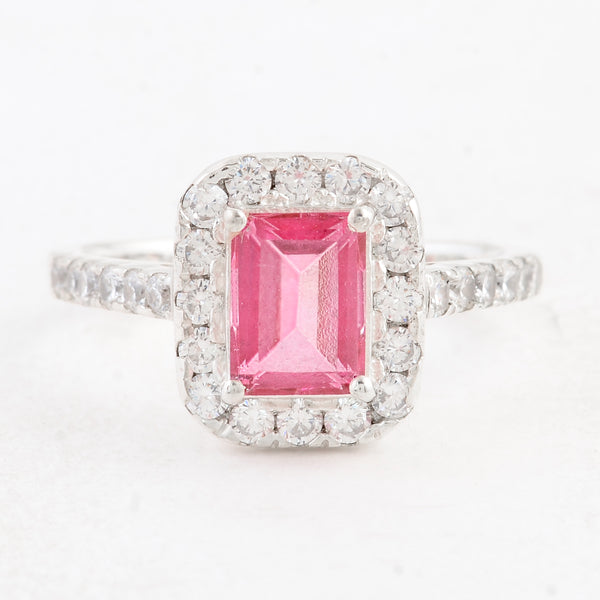 3.59 Ct Octagon Pink Topaz 925 Sterling Silver Ring
