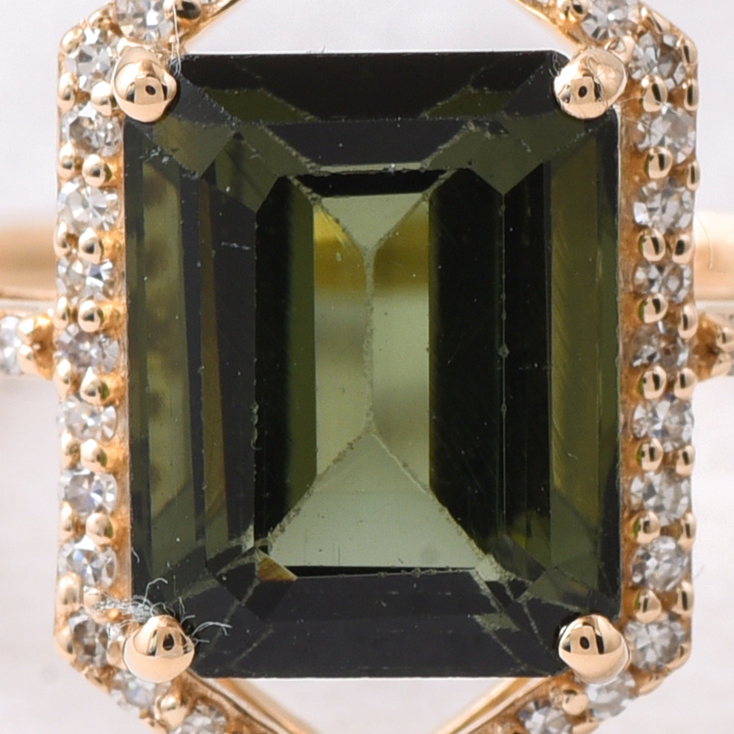2.99 Ct Octagon Step Cut Natural Green Tourmaline 14K Gold Ring