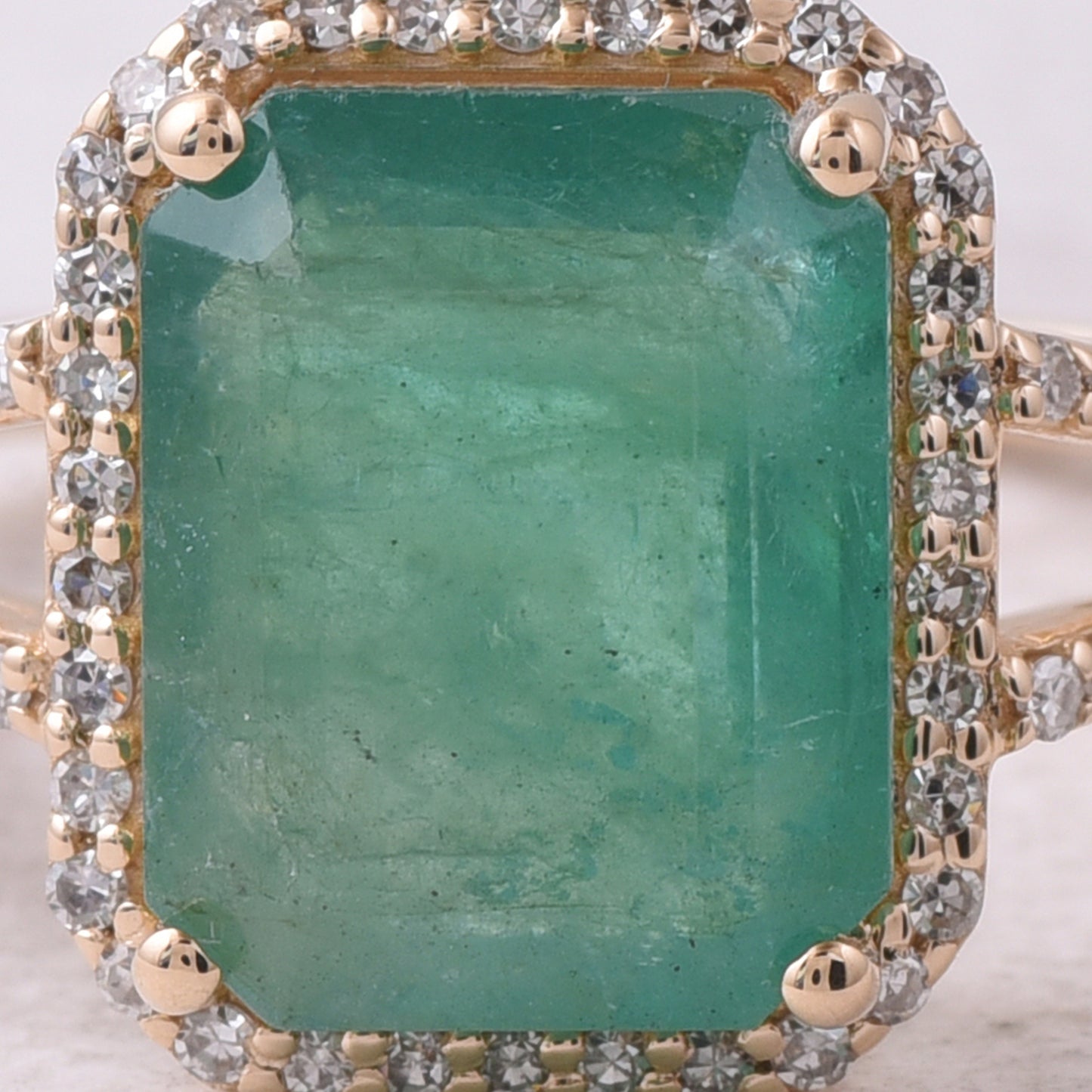 3.45 Ct Octagon Step Cut Natural Emerald 14K Gold Ring
